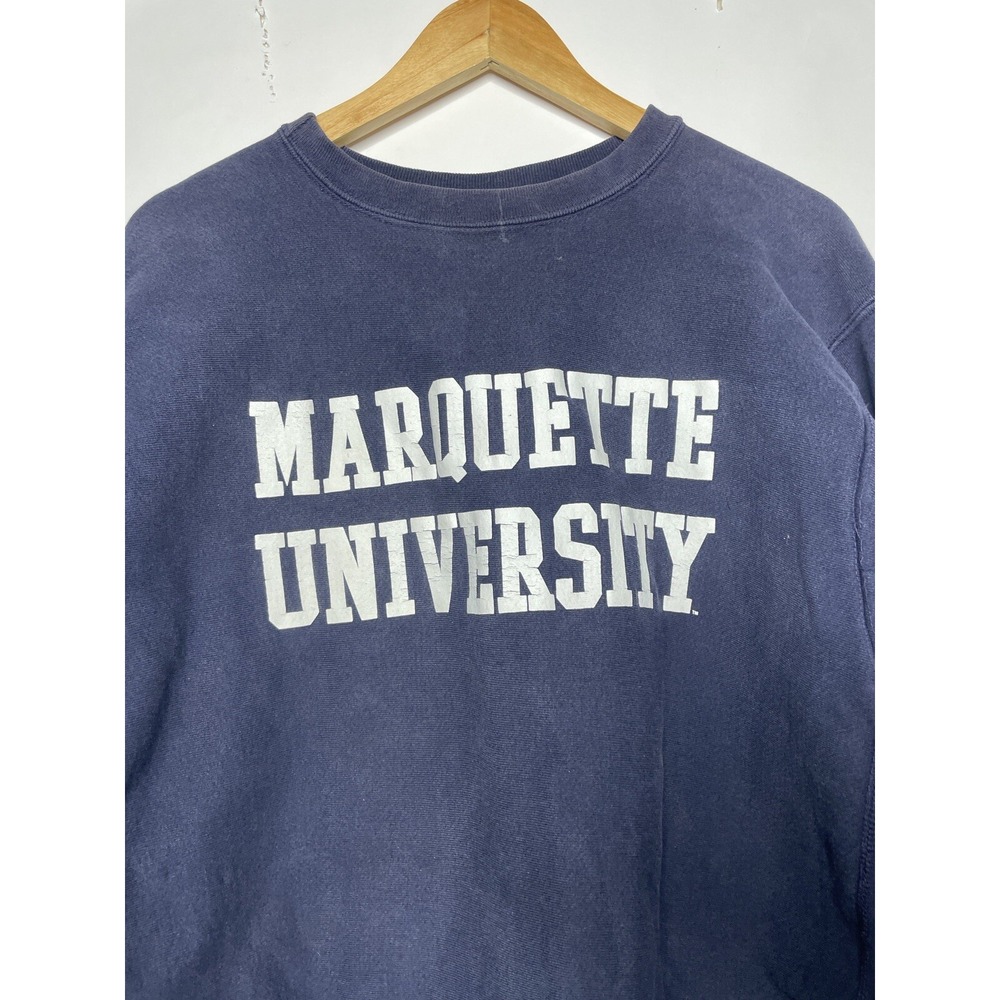 Vintage Marquette University MV Weave‎ Sweatshirt Size Large Blue College 90s